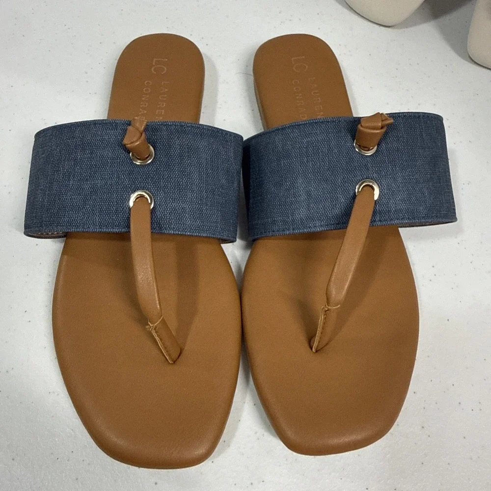 Lot Of 2 Laura Conrad Slip On Thong Memory Foam Sandals Size 8.5